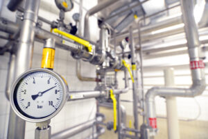 close up Dial gauge for pressure testing in an industrial plant